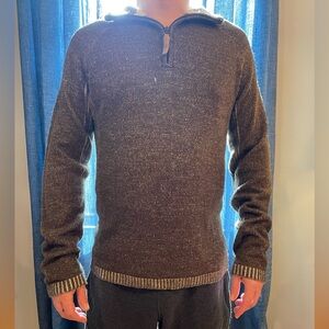 Men's Brown Zip-Up Sweater